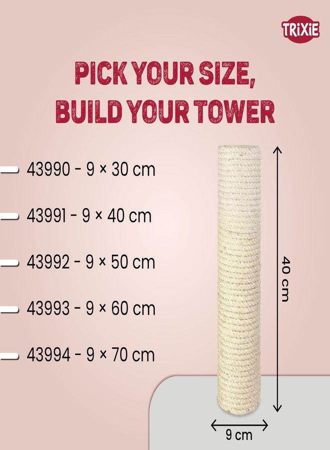 Trixie Natural Sisal Scratching Post for Cats - 9x40 cm Durable Cat Scratch Pole | Ideal for Claw Maintenance & Indoor Cat Activity - Image 5